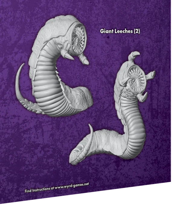 Giant Leeches 2 Miniatures from the Bloodletting Box  M3E